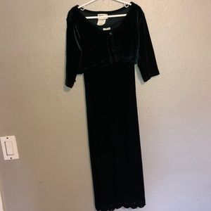 Girls 2 Pieces Dark Green Long Dress with Sweater